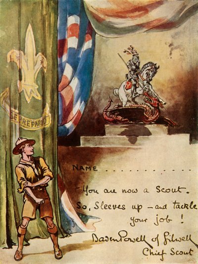 Progetto per la tessera di iscrizione degli scout, 1944 da Robert Baden Powell