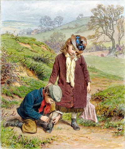 Fratello che allaccia la scarpa della sorella da Robert Barnes