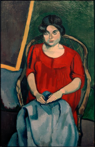 Donna in abito rosso da Robert Bereny