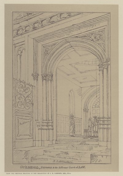 Ingresso ai diversi Tribunali, Guildhall, Città di Londra da Robert Blemell (after) Schnebbelie