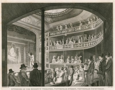 Interno del Teatro Regency, Tottenham Street, Tottenham Court Road, Londra da Robert Blemell Schnebbelie