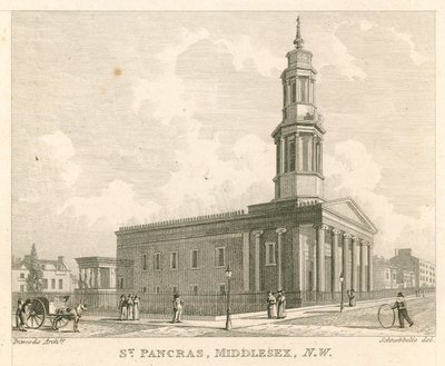 Chiesa di San Pancrazio, Londra, Middlesex; vista nord-ovest da Robert Blemell Schnebbelie