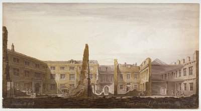 Blackwell Hall durante la demolizione, City of London da Robert Blemmell Schnebbelie