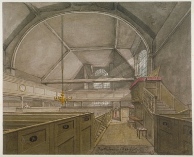 Interno della cappella nella Chiesa di San Bartolomeo il Grande, Smithfield, Città di Londra, 1818 da Robert Blemmell Schnebbelie