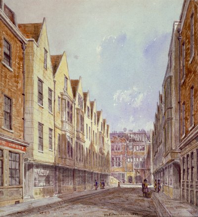 Veduta di Great Winchester Street con Winchester Place visibile in lontananza, Londra, 1839 da Robert Blemmell Schnebbelie
