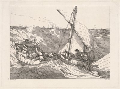 Barca in una tempesta in mare da Robert Blyth, after John Hamilton Mortimer