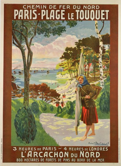 Poster pubblicitario di Paris-Plage le Touquet, Pas de Calais, c.1910 da Robert Boullier