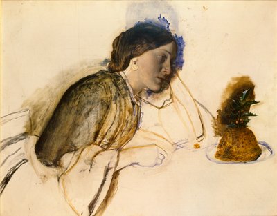 La cena di Natale della povera attrice, c1860 da Robert Braithwaite Martineau