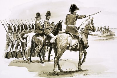 Arthur Wellesley alla testa del 23° reggimento a Mysore da Robert Brook