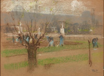 Piantagione di bulbi nei Giardini delle Tuileries, Parigi da Robert Brough