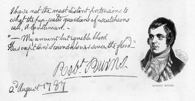 Scrittura e firma di Robert Burns, 1787 da Robert Burns