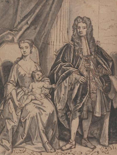 Ritratto di una famiglia, chiamata John Sheffield, Duca di Buckingham, e famiglia da Robert Byng