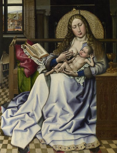 La Vergine e il Bambino davanti a uno schermo del camino da Robert, Campin