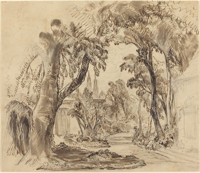 Un sentiero alberato in giardino (Schizzo preliminare per "La bella addormentata e la bestia"?) da Robert Caney