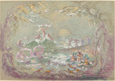 Scena lacustre con fate e cigni da Robert Caney