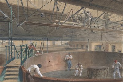 Avvolgimento del cavo nei grandi serbatoi presso i lavori di costruzione del telegrafo, 1865 da Robert Charles Dudley