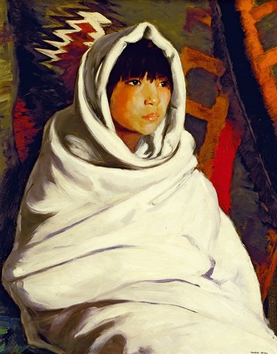 Ragazza indiana in una coperta bianca da Robert Cozad Henri