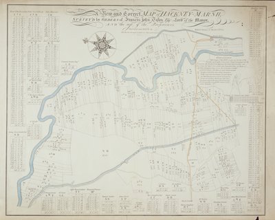 Una nuova e corretta mappa di Hackney Marsh, 1745 da Robert Davies
