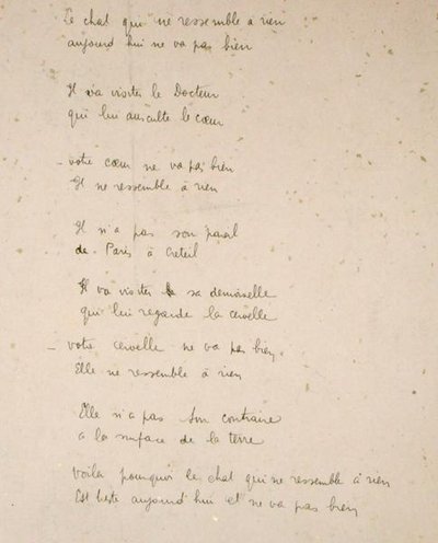 Il gatto che non è come nulla sulla Terra, pagina manoscritta della raccolta di poesie 
