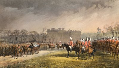 Hyde Park, la Principessa che passa davanti alle linee dei volontari, 7 marzo 1863 (incisione) da Robert Dudley