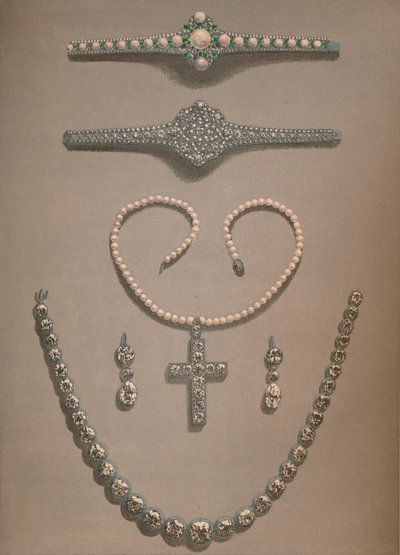 Collana, orecchini, braccialetti regali di nozze presentati ad Alessandra di Danimarca, 1863 da Robert Dudley