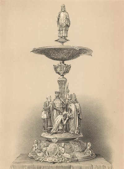 Il pezzo centrale in argento, dono di Sua Maestà a nome di S.A.R. il Principe Consorte e la Regina (cromolito) da Robert Dudley