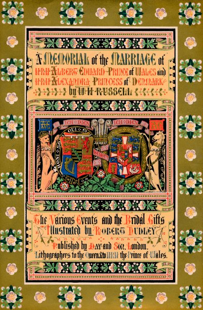 La copertina di Un memoriale del matrimonio di SAR Alberto Edoardo Principe di Galles, 1863 da Robert Dudley