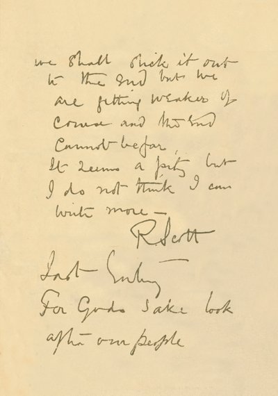 Facsimile del messaggio al pubblico, 29 marzo 1912, 1913 da Robert Falcon Scott