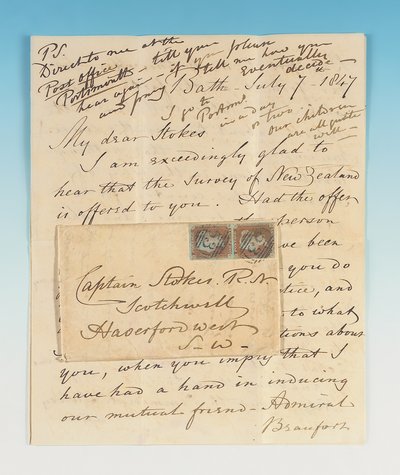 Lettera autografa firmata a John Lort Stokes, Bath, 7 luglio 1847 da Robert Fitzroy