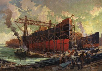 Cantieristica navale ad Ashbridges Bay, Toronto, 1918 da Robert Ford Gagen