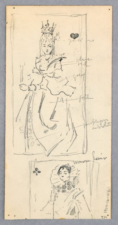 Disegno, Scena di strada, Italia (recto); due vedute incorniciate di donne su carte da gioco (verso), 1882 da Robert Frederick Blum