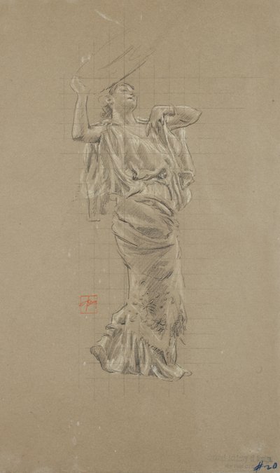 Studio di figura femminile per murale Moods to Music da Robert Frederick Blum