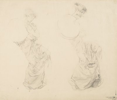 Studio di due figure femminili per murale Moods to Music da Robert Frederick Blum