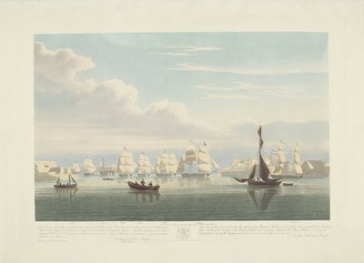 Partenza di dodici navi mercantili olandesi dal porto di Portsmouth, 1833 (tavola 1) da Robert Havell (II)