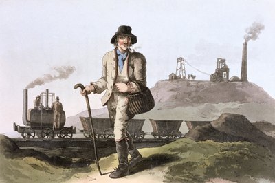 Locomotiva a vapore Blenkinsop alla miniera di Middleton vicino a Leeds, West Yorkshire, 1814 da Robert Havell