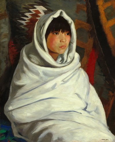 Ragazza indiana con coperta bianca da Robert Henri