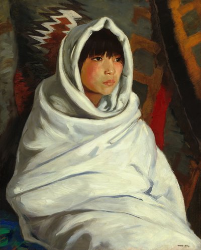 Ragazza indiana con coperta bianca da Robert Henri