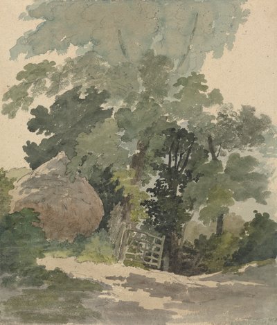 Stradina di Campagna con Covone di Fieno e Cancello da Robert Hills