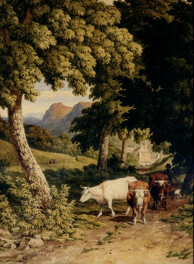 Paesaggio con bestiame e pastore, 1810 da Robert Hills
