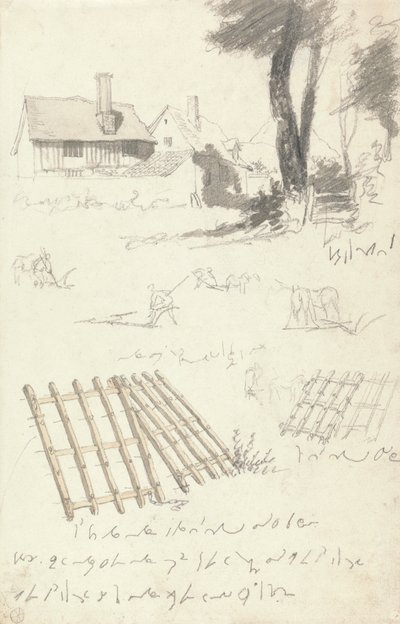 Studi di Fattorie vicino a un Cancello, Aratura e Erpici da Robert Hills