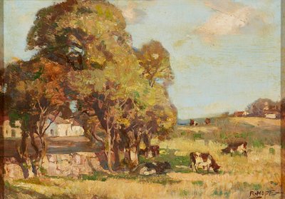 Bovini al pascolo in un paesaggio pastorale da Robert Hope