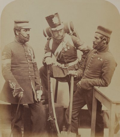 Sergenti di colore J. Stanton, Kester Knight e W. Bruce, Royal Sappers and Miners, 1856 da Robert Howlett