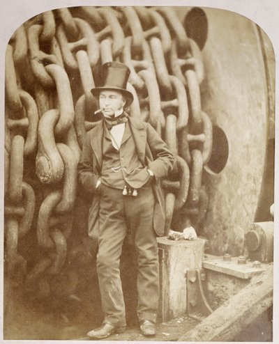 Isambard Kingdom Brunel a Millwall, appoggiato a un tamburo a catena da Robert Howlett