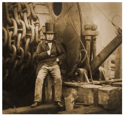 Isambard Kingdom Brunel vicino alle catene di lancio della SS Great Eastern, 1857 da Robert Howlett