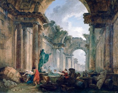 Veduta immaginaria della Grande Galleria del Louvre in rovina da Robert Hubert