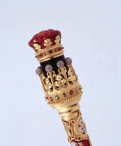 Bastone del Maresciallo Conte presentato al quindicesimo Duca di Norfolk al suo primo matrimonio dal Collegio degli Araldi, 1877 (oro) (dettaglio) da Robert, II Garrard