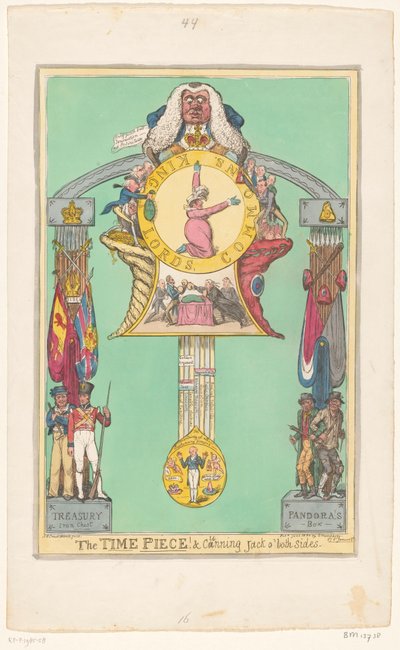 Orologio con la regina sul quadrante, 1820 da Robert Isaac Cruikshank
