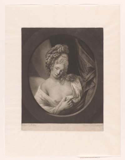 Ritratto di una donna con décolleté parzialmente coperto in un boudoir, possibilmente Catherine Bampfylde da Robert John Dunkarton