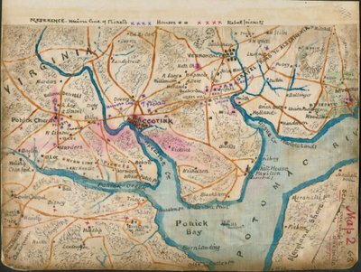 (Mappa del basso fiume Potomac che mostra i picchetti, gennaio 1862) LOC gvhs01.vhs00059 da Robert Knox Sneden