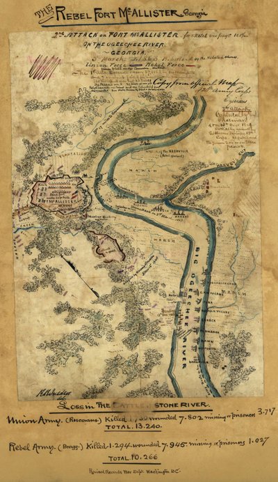 Secondo attacco a Fort McAllister sul fiume Ogeechee, Georgia LOC gvhs01.vhs00278 da Robert Knox Sneden
